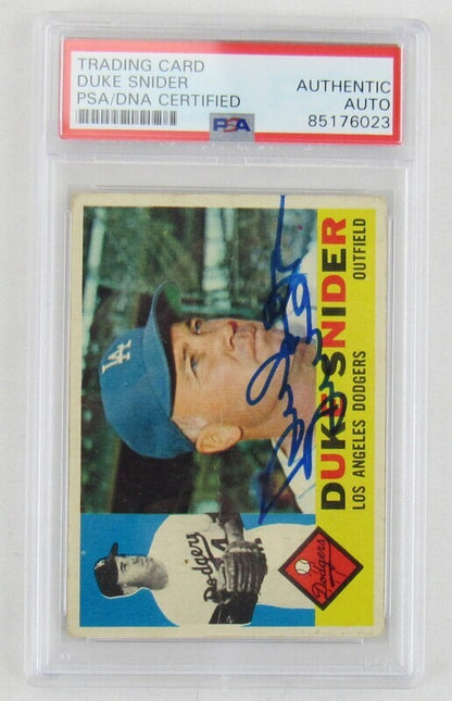 1960 Topps Duke Snider Signed #493 Auto Autograph Card PSA/DNA Encapsulated