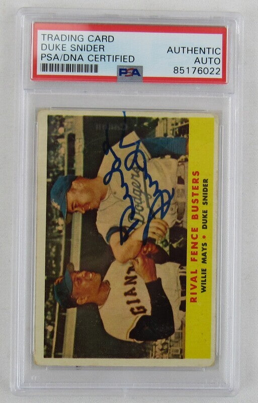 1958 Topps Duke Snider #436 Signed Auto Autograph Card PSA/DNA Encapsulated