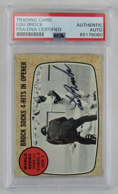 1968 Topps Lou Brock Signed #151 Auto Autograph Card PSA/DNA Encapsulated