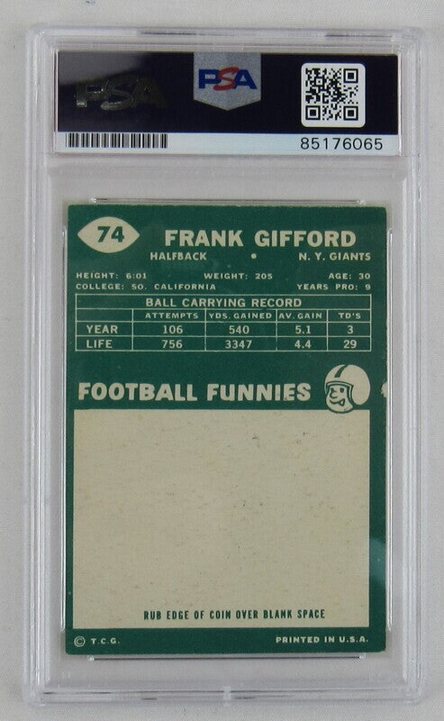 1960 Topps Frank Gifford Signed Auto Autograph Card PSA/DNA Encapsulated