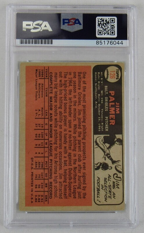 1966 Topps Jim Palmer #126 Signed Auto Autograph Card PSA/DNA Encapsulated