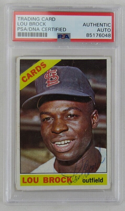 1966 Topps Lou Brock #125 Signed Auto Autograph Card PSA/DNA Encapsulated