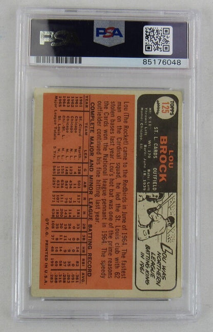 1966 Topps Lou Brock #125 Signed Auto Autograph Card PSA/DNA Encapsulated