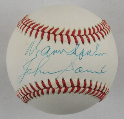 Warren Spahn John Sain Signed Auto Autograph Rawlings Baseball JSA AS32112