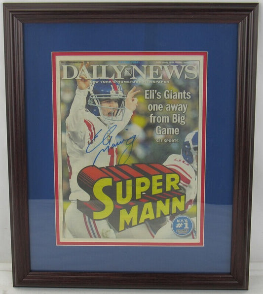 Eli Manning Signed Auto Autograph Framed Newspaper Cover JSA AS04957