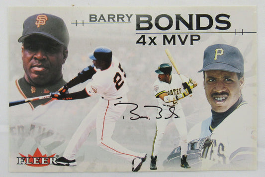 2002 Fleer Barry Bonds Auto 267/2001 4-X MVP Jumbo Card 327/2000