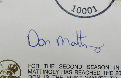 Don Mattingly Signed Cachet Auto Envelope JSA CS78652