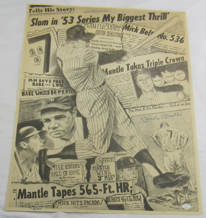 Mickey Mantle Signed 23x28 Vintage Poster JSA BB04726
