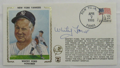 Whitey Ford Signed Cachet Auto Envelope JSA CS78658