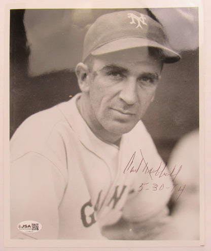 Carl Hubbell Signed 8x10 Photo JSA CS78629