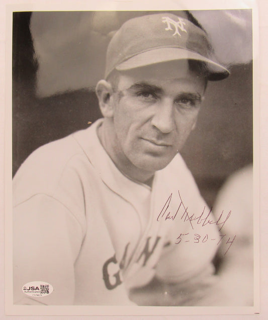 Carl Hubbell Signed 8x10 Photo JSA CS78629