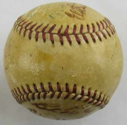 Elmer Oliphant Bob Turley Elston Howard+4 1955-1956 Yankees Team Signed Auto Rawlings Baseball JSA LOA ZZ82762