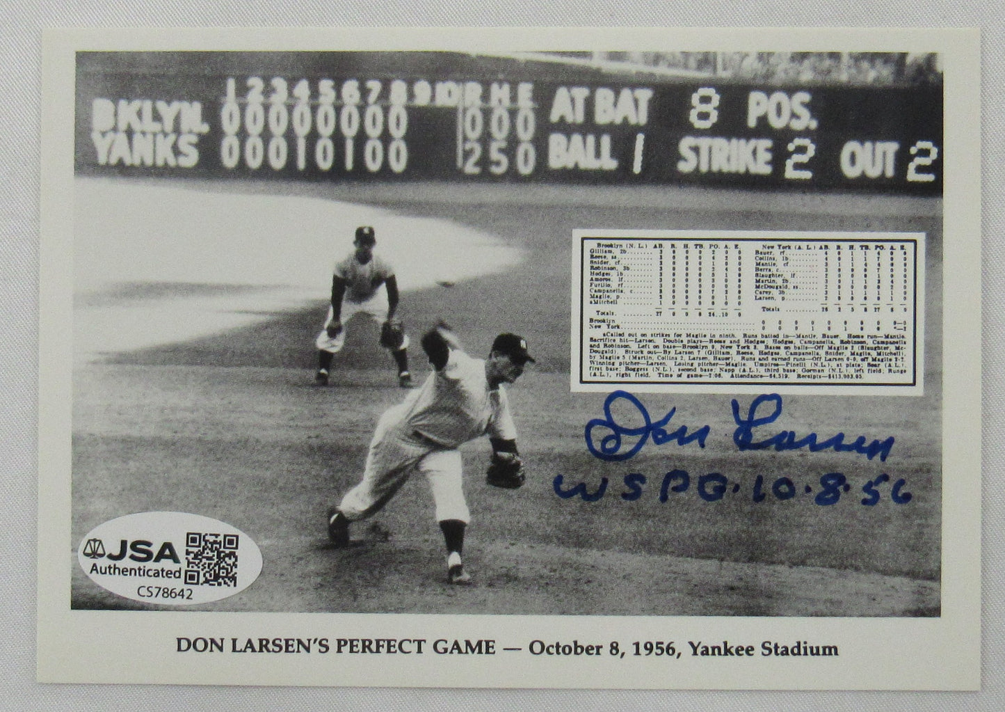 Don Larsen Signed 3.5x5 Photo JSA CS78642