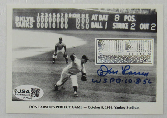 Don Larsen Signed 3.5x5 Photo JSA CS78642