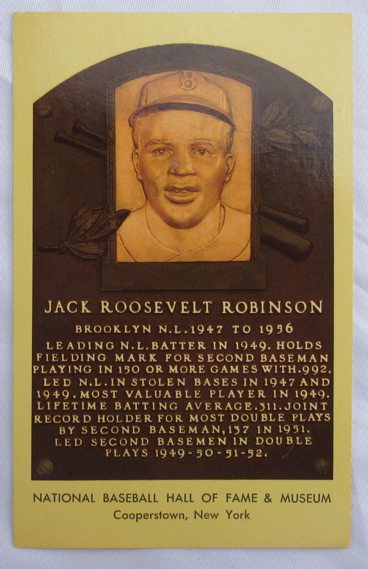 Jackie Robinson Signed Auto HOF Plaque Card JSA LOA Z19850