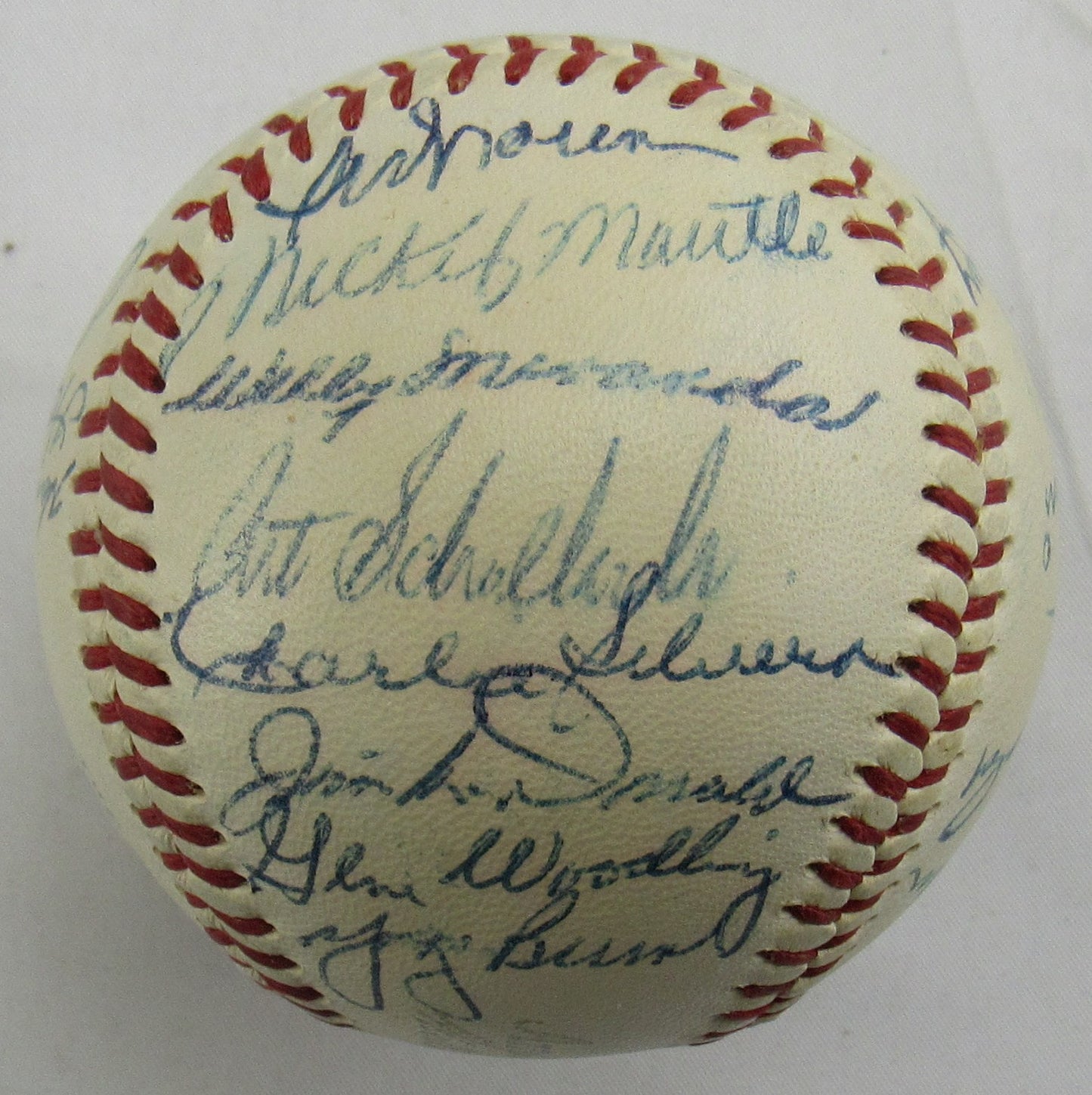 Mickey Mantle Yogi Berra Enos Slaughter +24 1954 Yankees Team Signed Auto Rawlings Baseball JSA LOA ZZ82761