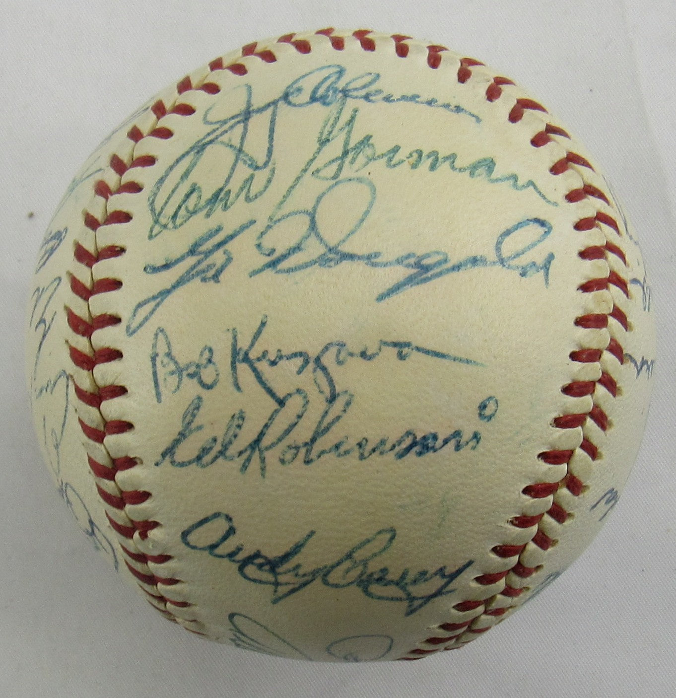 Mickey Mantle Yogi Berra Enos Slaughter +24 1954 Yankees Team Signed Auto Rawlings Baseball JSA LOA ZZ82761