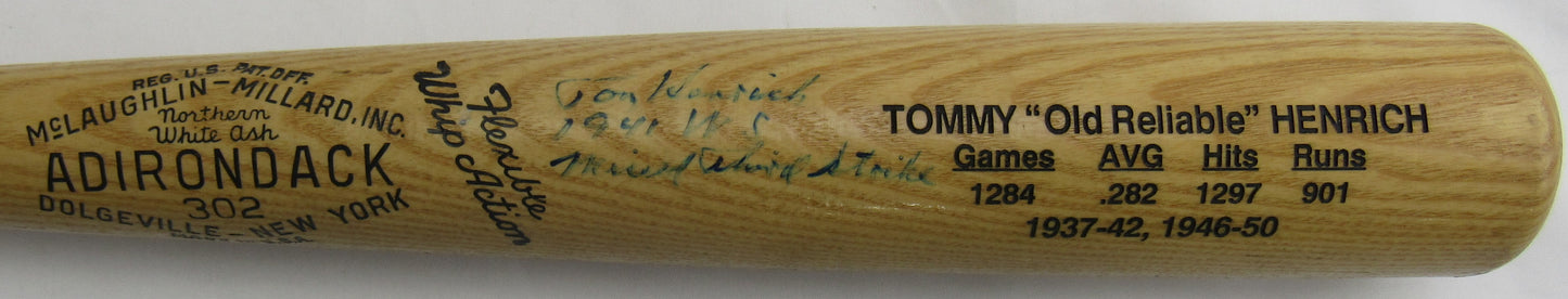 Tom Henrich Signed Rawlings Baseball Bat JSA CS78665