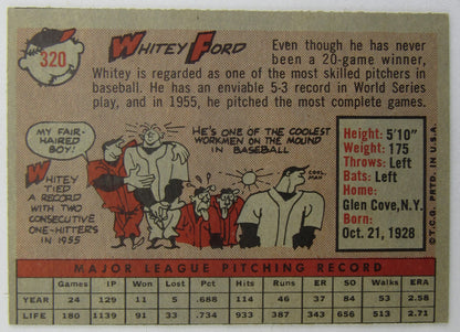 1958 Topps Whitey Ford #320 - Ex Condition - BV $250