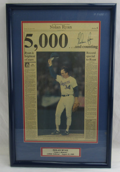 Nolan Ryan Signed Newspaper Photo JSA CS78705
