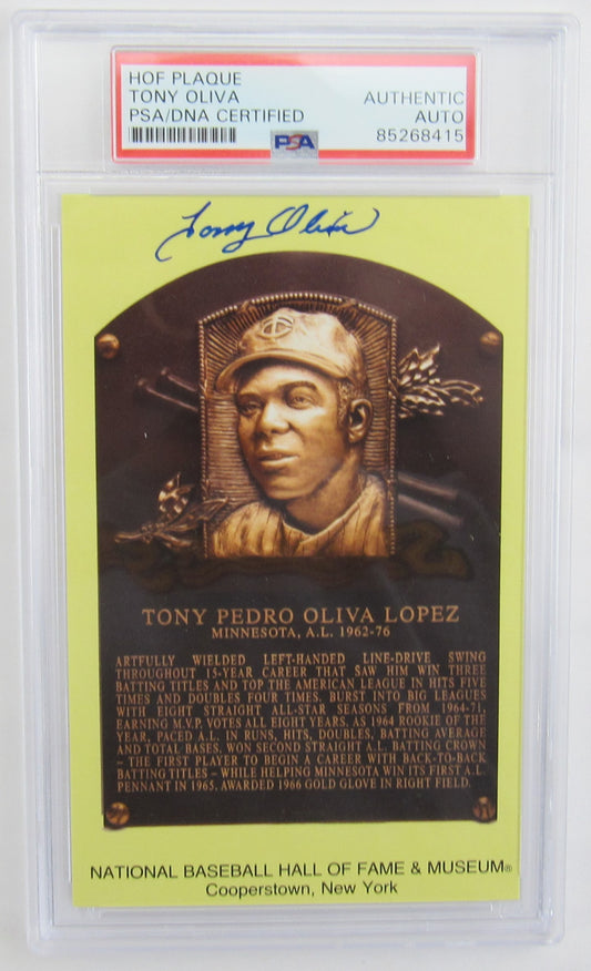 Tony Oliva Signed Auto Autograph HOF Plaque Baseball Card Encapsulated PSA/DNA