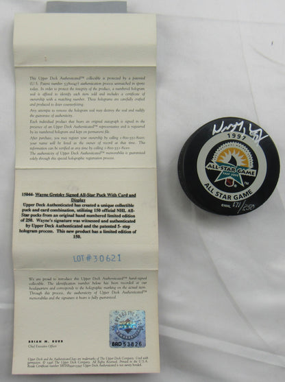 Wayne Gretzky Signed Auto All Star Game Puck UDA COA