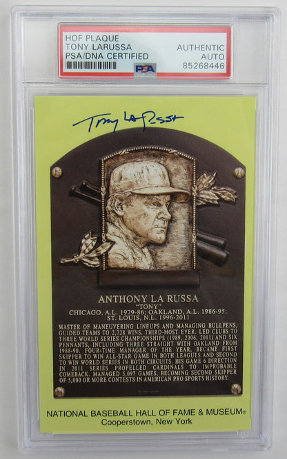 Tony La Russa Signed Auto Autograph HOF Plaque Baseball Card Encapsulated PSA/DNA