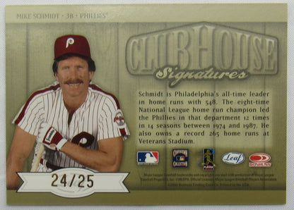 2002 02 Leaf Clubhouse Signatures Auto Autograph Mike Schmidt GOLD #d 24/25