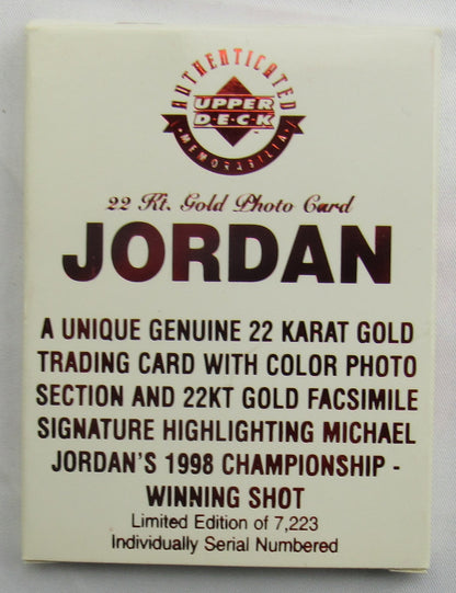 1998-99 Upper Deck 22KT Karat Gold Michael Jordan The Final Shot