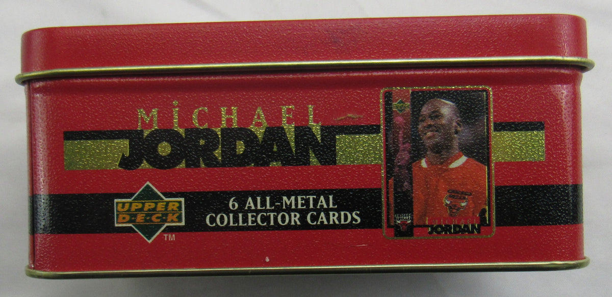 MICHAEL JORDAN ALL METAL CARD SET OF 6 - UPPER DECK - 1996 - 6 CARDS IN TIN CAN