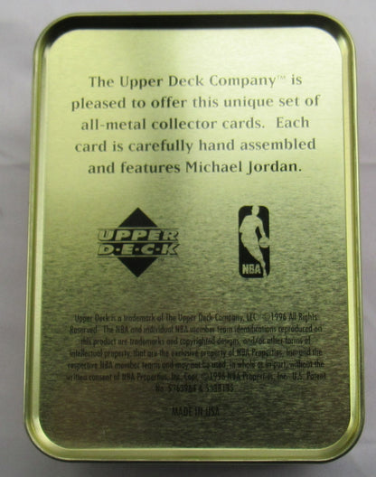 MICHAEL JORDAN ALL METAL CARD SET OF 6 - UPPER DECK - 1996 - 6 CARDS IN TIN CAN