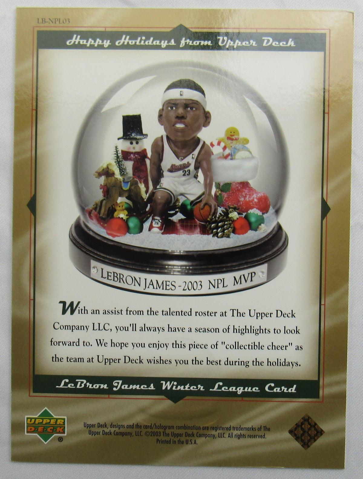 2003 LeBron James Oversized Holiday Card Upper Deck