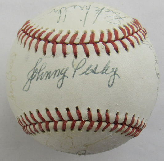 Johnny Pesky, Frank Malzone + Multi Signed Auto Baseball B172