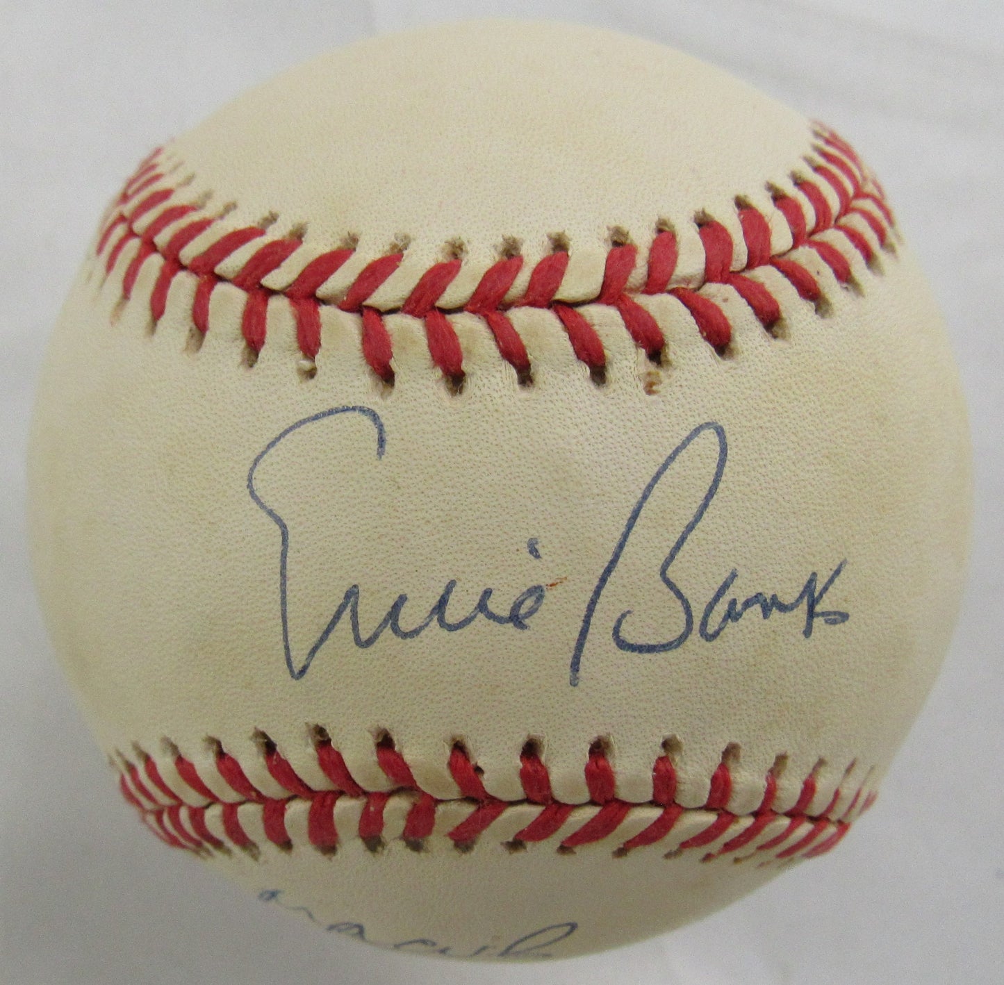 Ernie Banks Mr Cub Insc Signed Rawlings Baseball JSA CS78561