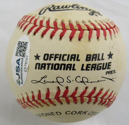 Ernie Banks Mr Cub Insc Signed Rawlings Baseball JSA CS78561