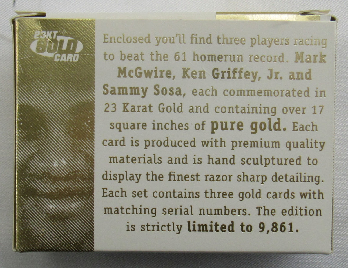 Chasing 61 Mark McGwire, Sammy Sosa, Ken Griffey Jr. 23 KT Gold Foil cards Limited Edition