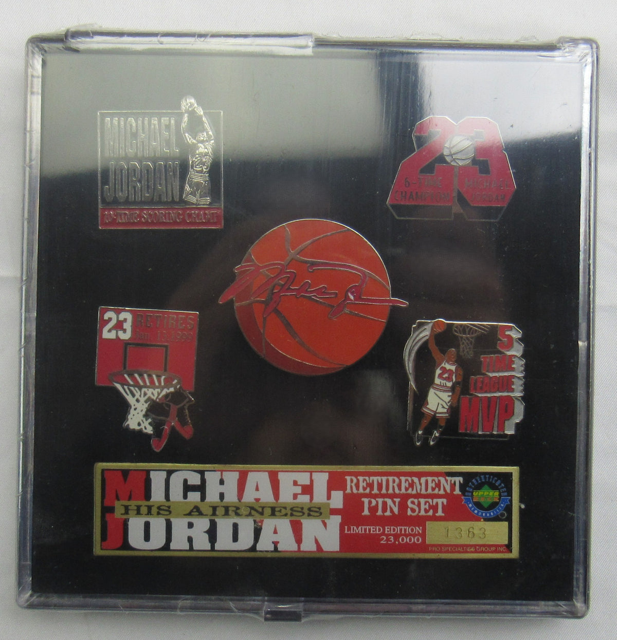 Michael Jordan MJ His Airness Retirement Chicago Bulls 5 Pin Set LE Upper Deck