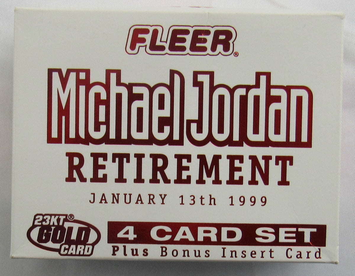 Michael Jordan 1998 Fleer 23KT Gold Retirement Basketball Card Set - 4 Cards and Insert