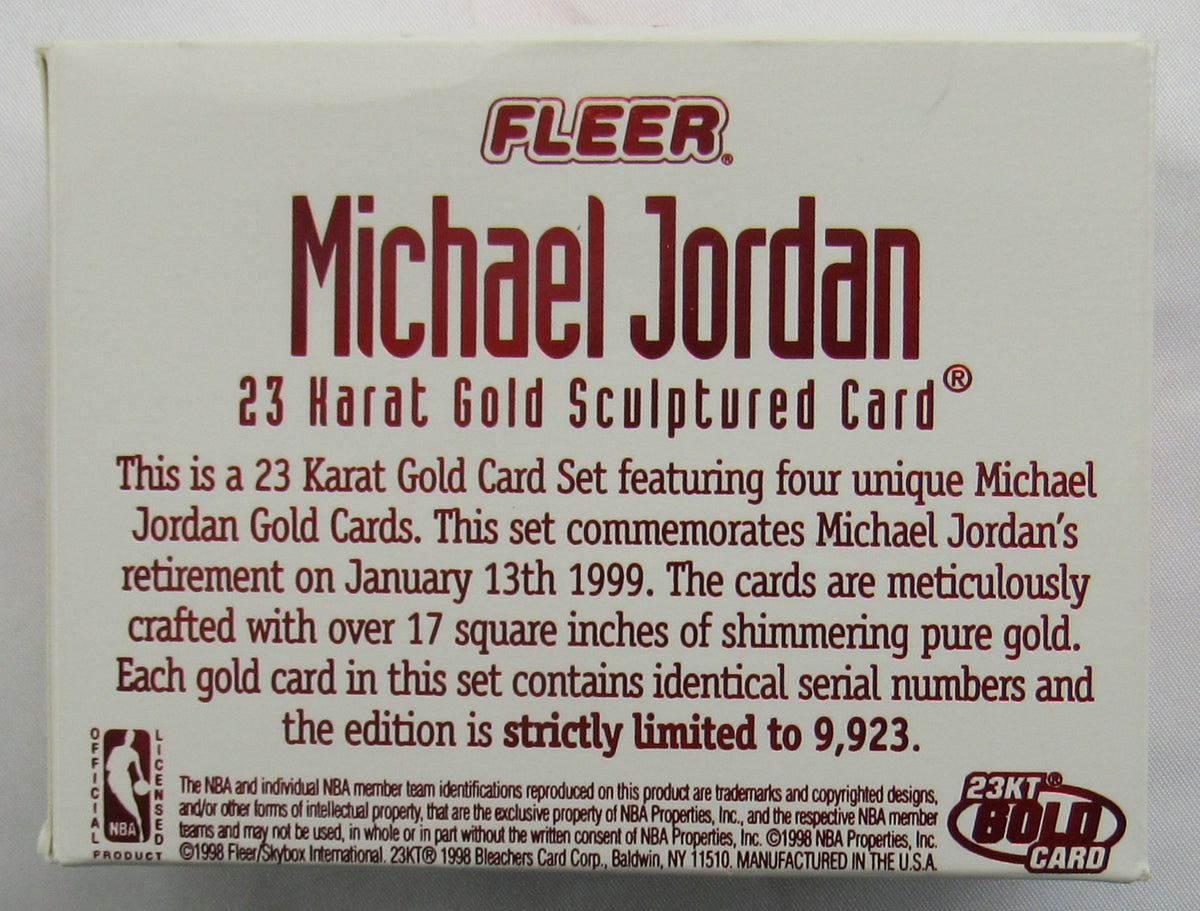 Michael Jordan 1998 Fleer 23KT Gold Retirement Basketball Card Set - 4 Cards and Insert