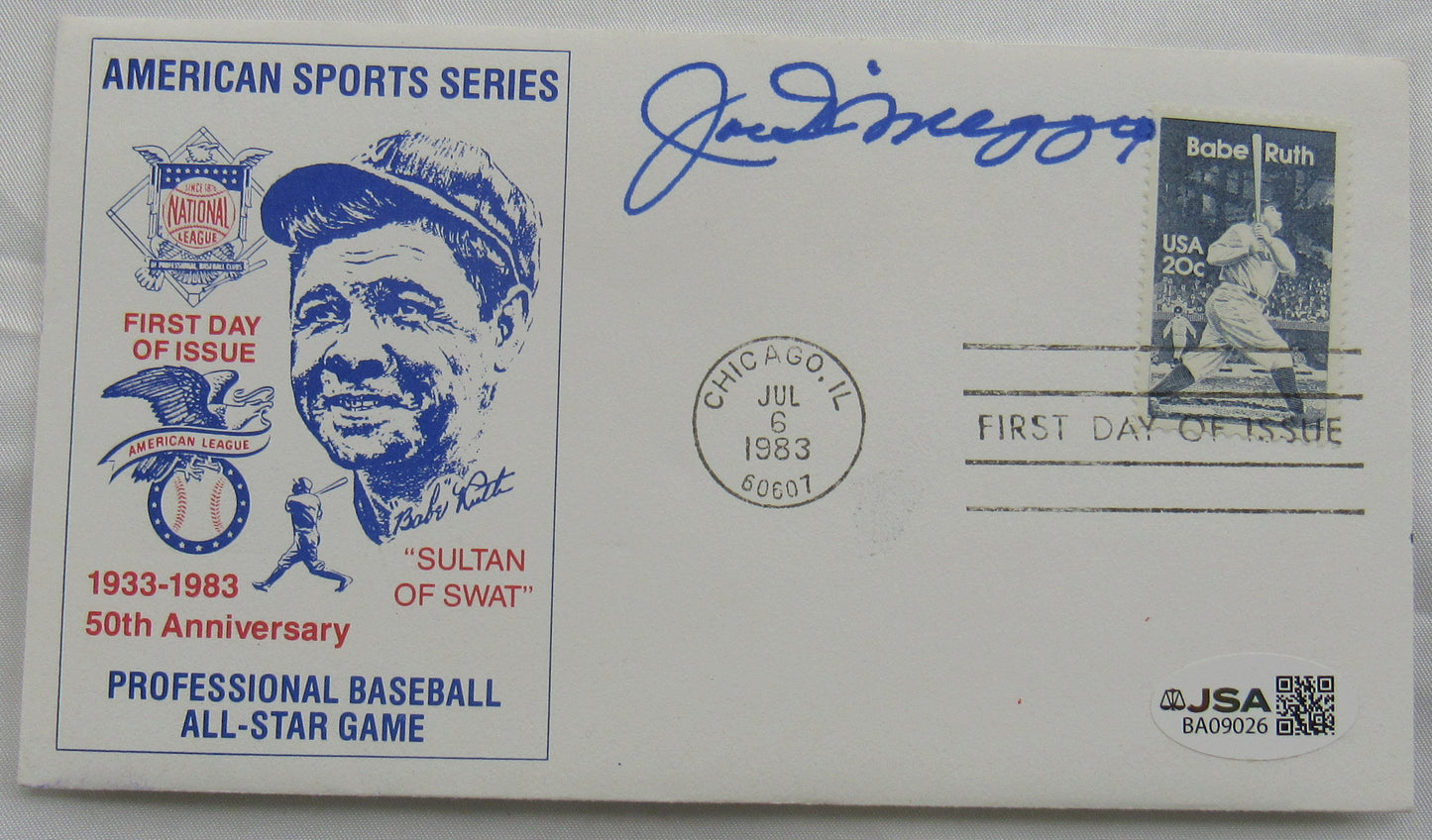 Joe DiMaggio Signed Cachet Auto Envelope JSA BA09026