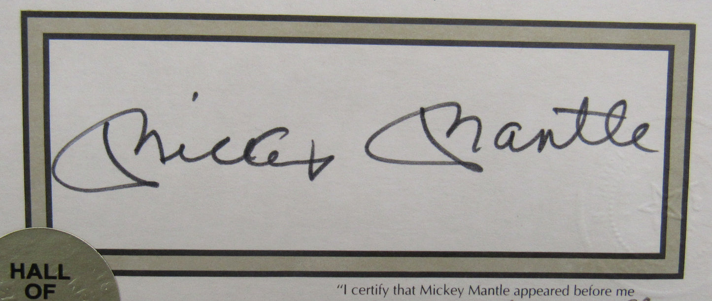 Mickey Mantle Signed 8x10 Photo Stat Sheet JSA BA09030