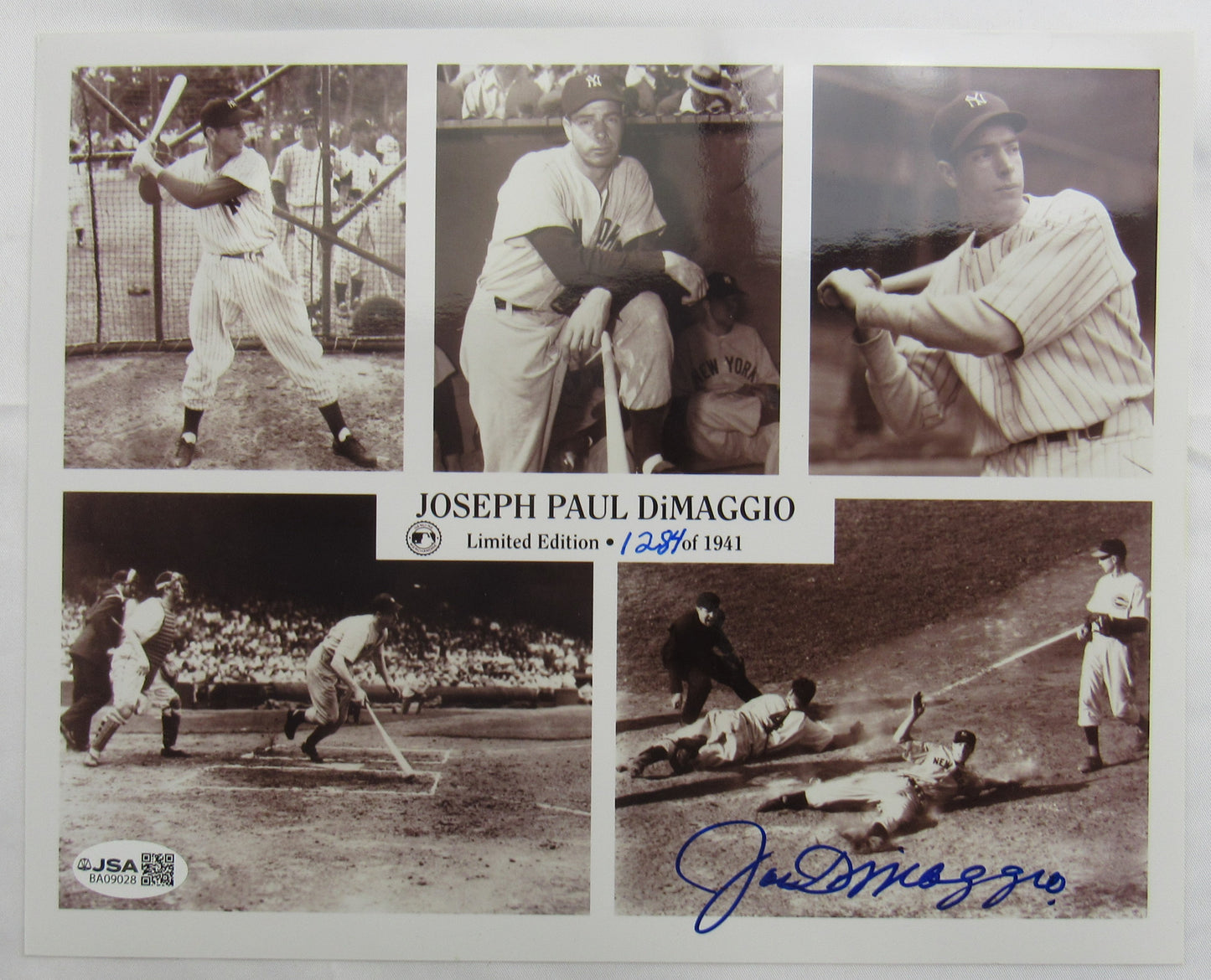 Joe DiMaggio Signed 8x10 Photo JSA BA09028
