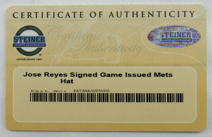 Jose Reyes Signed Game Issued Mets Hat Steiner COA