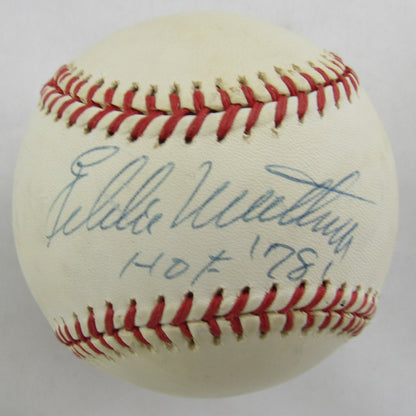 Eddie Mathews Signed Rawlings Baseball w/ HOF Insc JSA CS78528