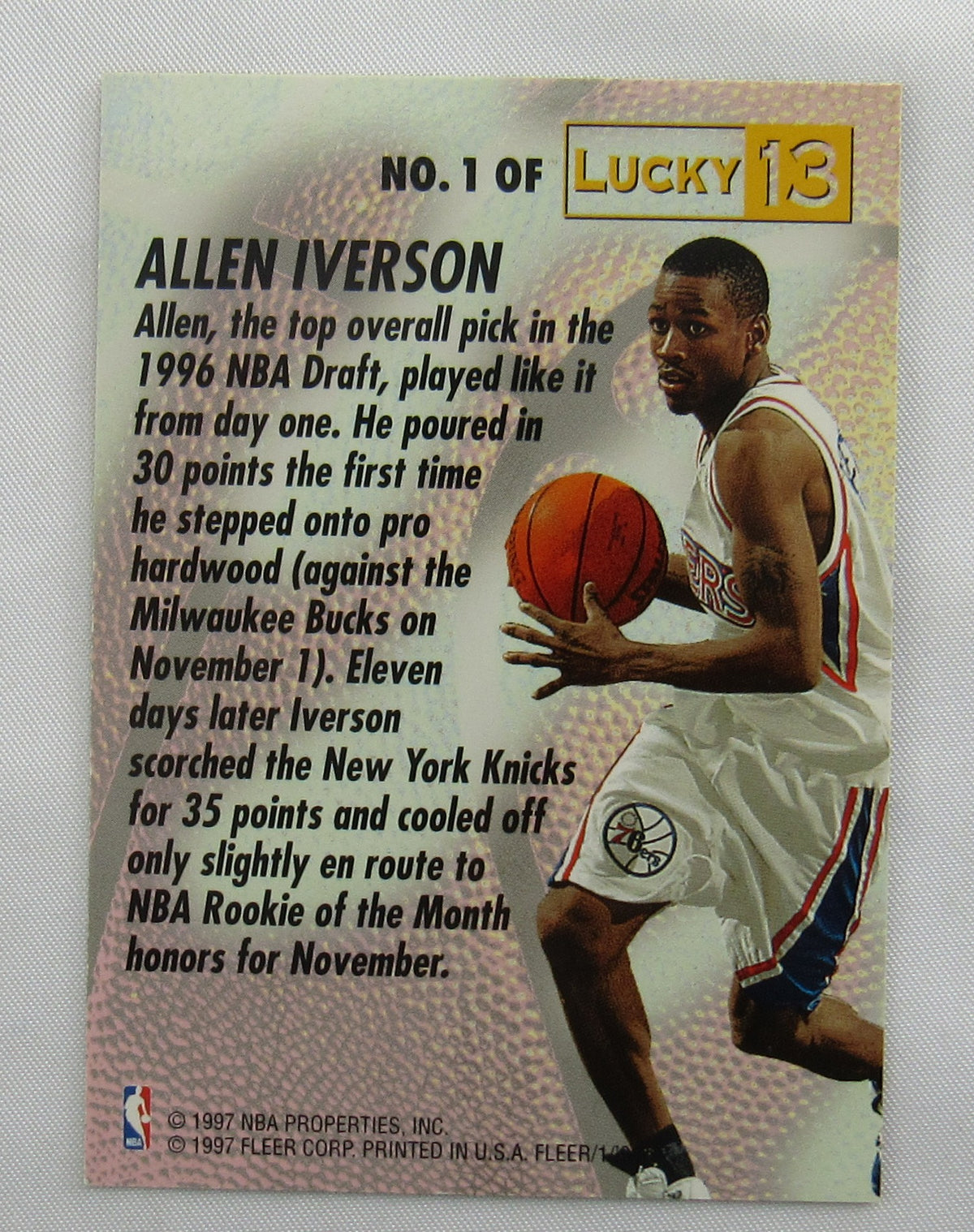 Allen Iverson 1996/97 Fleer Lucky 13 Rookie Nrmt #1