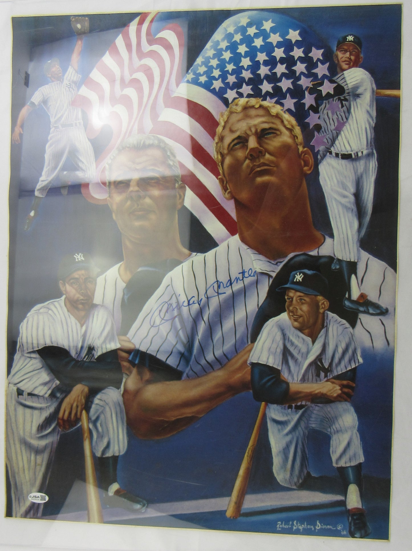 Mickey Mantle Signed Auto 18x24 Baseball Poster JSA BA09036