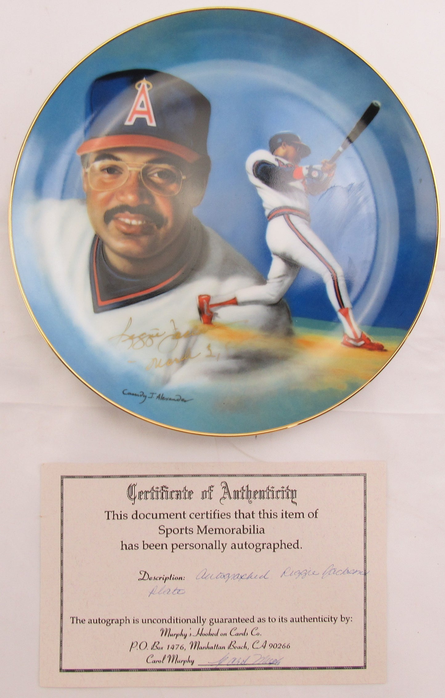 Reggie Jackson Signed Auto Painted Plate JSA CS78587