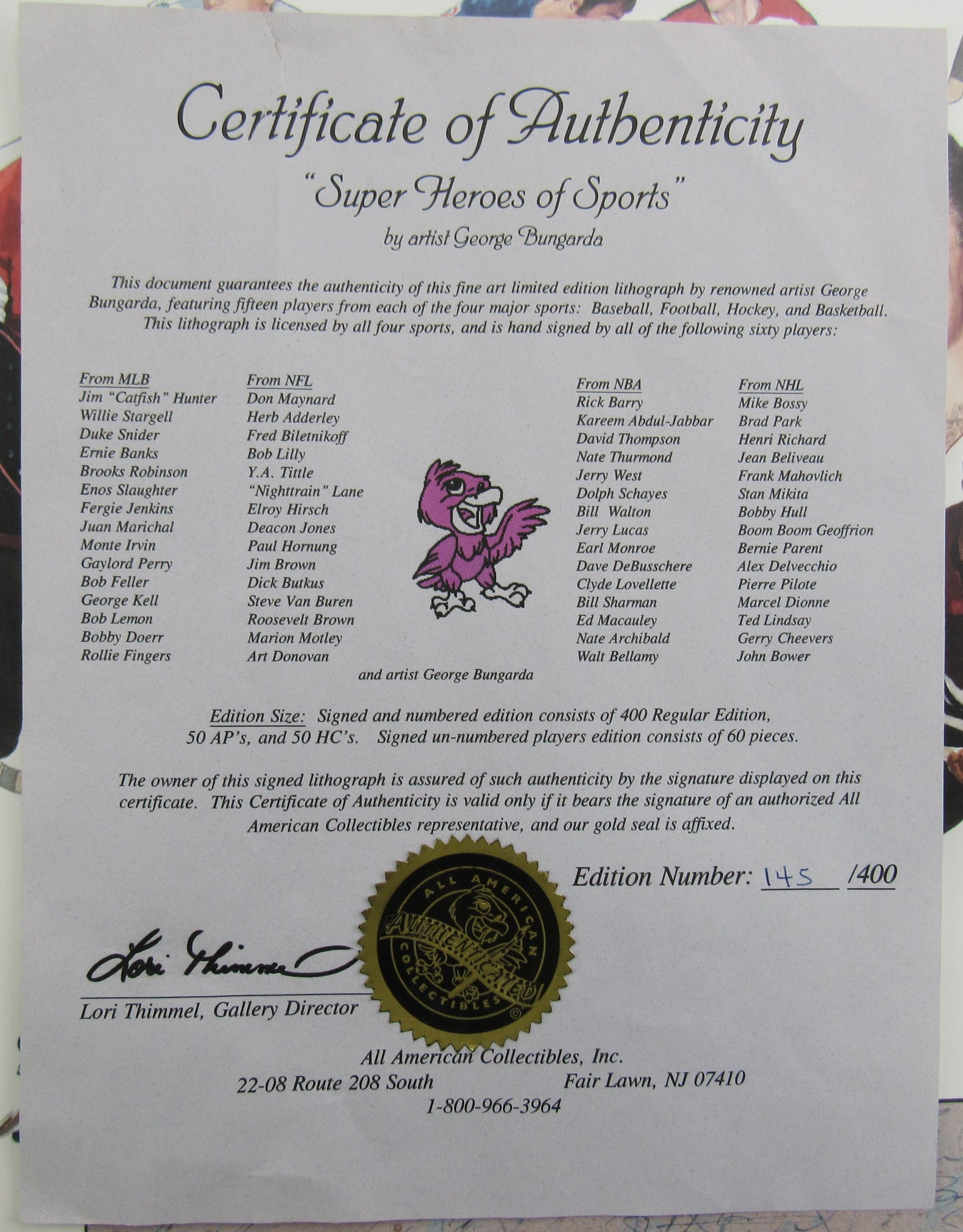 Duke Snider Don Maynard Kareem Abdul-Jabbar Mike Bossy +56 Signed Auto Super Heros of Sports Signed 43x28 Photo Limited Edition #145/400 w/ COA