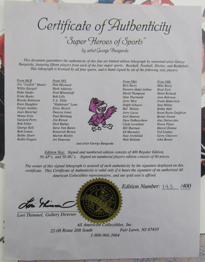 Duke Snider Don Maynard Kareem Abdul-Jabbar Mike Bossy +56 Signed Auto Super Heros of Sports Signed 43x28 Photo Limited Edition #145/400 w/ COA