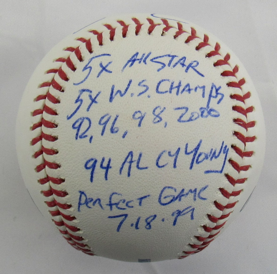 David Cone Signed 5x Stat Ball Auto Rawlings Baseball JSA WIT989229